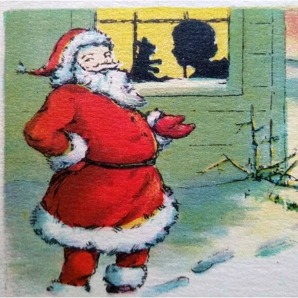 Santa Claus Outside Window Christmas Postcard Metropolitan News Unused 1105 - Picture 2 of 4